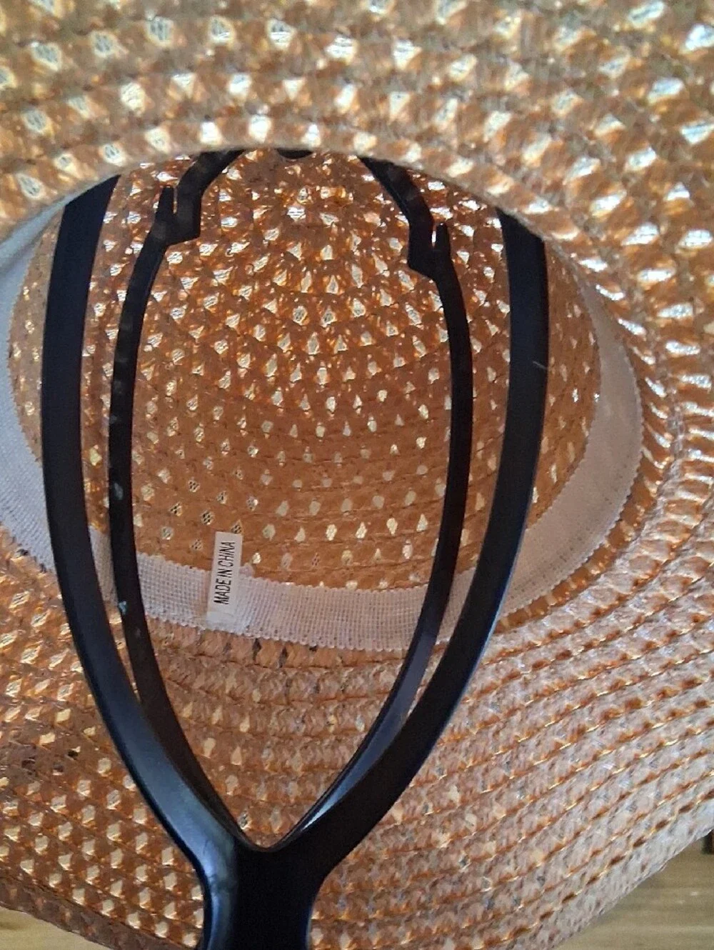 Straw Wide-Brim Sun Hat with Leopard Accent - Tan